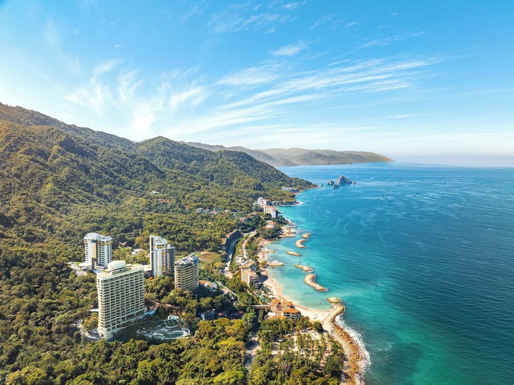 Garza Blanca Sanctuary resort nestled between the Sierra Madre and the Pacific