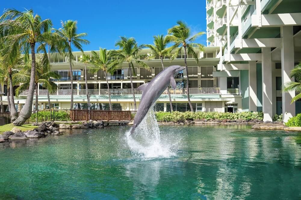 The Kahala Hotel & Resort private beach and dolphin lagoon in Honolulu, Hawaii